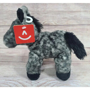 Aurora Plush Storm Horse Stuffed Animal Toy #31380 Black Gray White 7" 2019 New